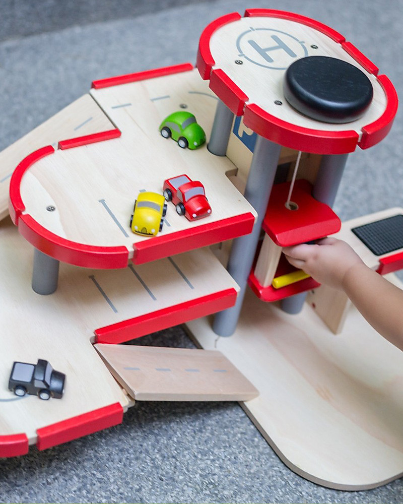 wooden parking garage playset